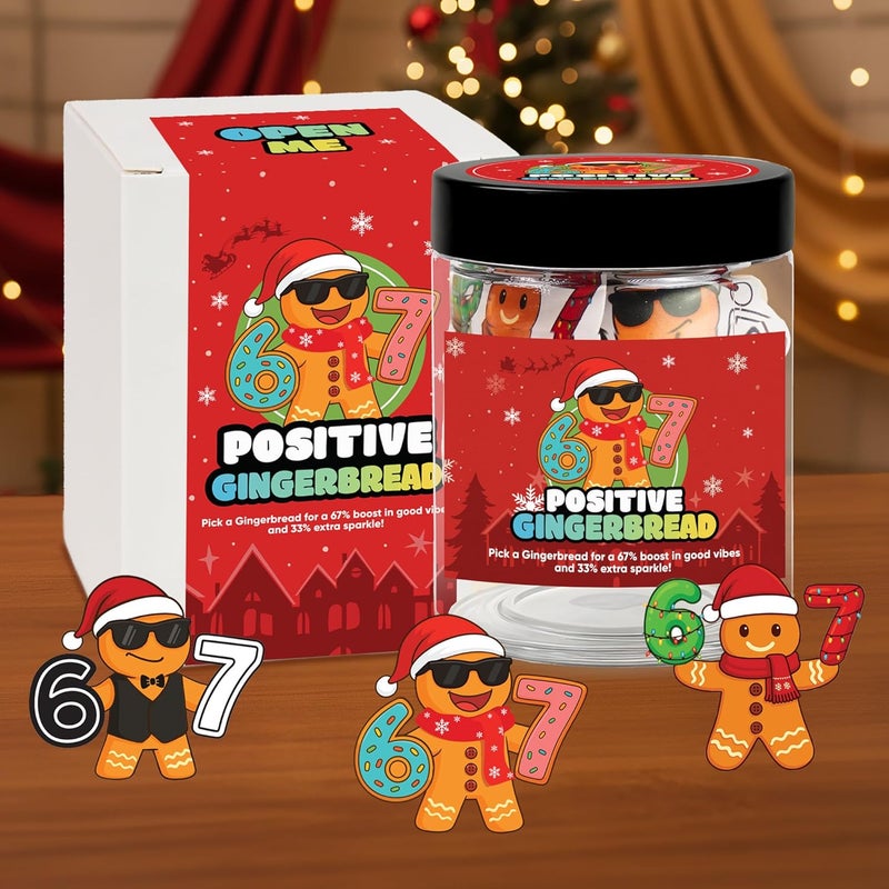 BOYESE Positive Gingerbread 67 Jar with 60 Affirmation Card, Christmas Emotional Support Gingerbread Gifts for Women, Kids, Teens, 67 Gifts, Stocking Stuffer for Teen Girls, Boys, Women, Men - Image 2